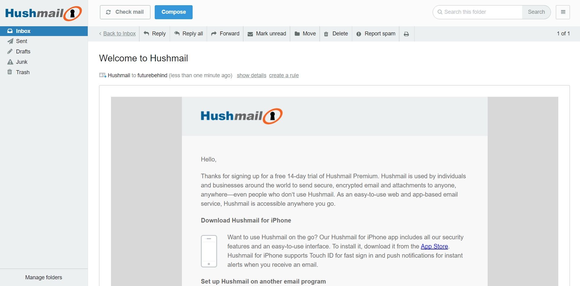 Serviços de email | HushMail