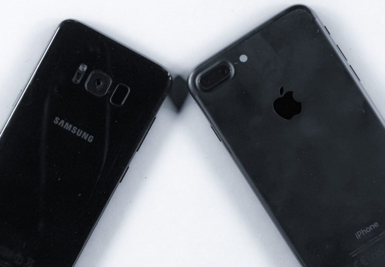Samsung Galaxy S8 iPhone 7 Plus fotografia