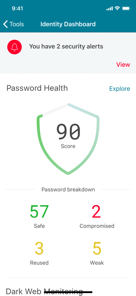 Identity Dashboard Mobile iOS