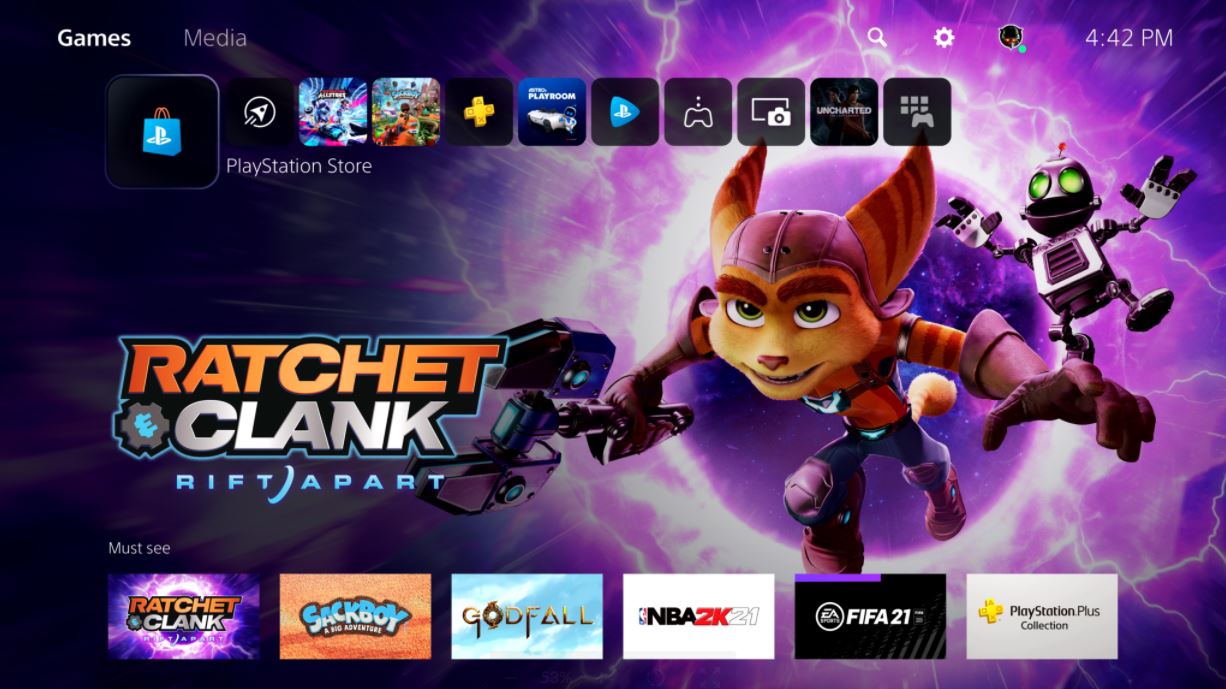 PS PS5 HOME SCREEN