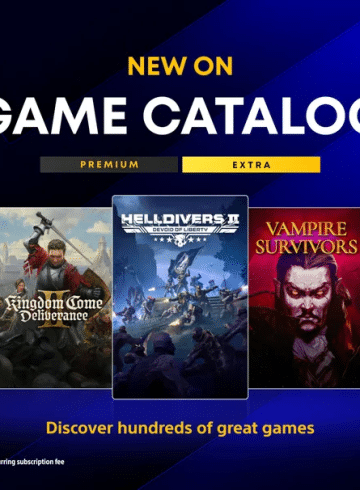 Catálogo PlayStation Plus de agosto de 2026 com Helldivers 2, Kingdom Come Deliverance II e Vampire Survivors