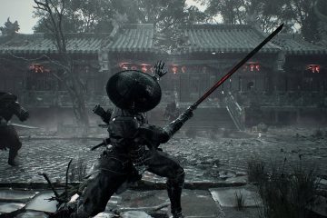 Imagem oficial de Phantom Blade Zero com uma personagem em combate, de lança em punho, num pátio de templo